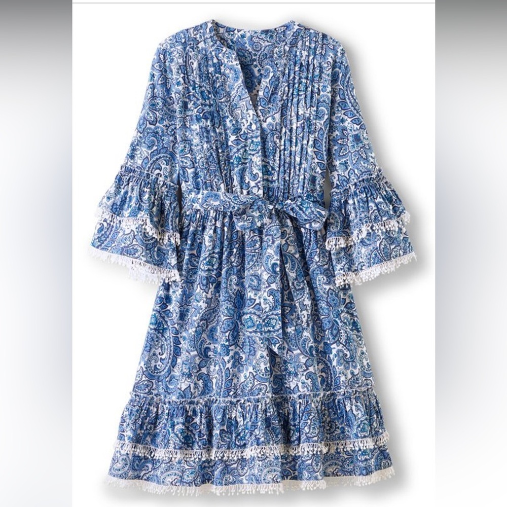 Soft Surroundings Paisley Blue and White Midi Dress